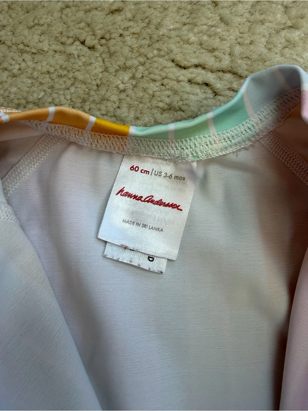 Hanna Andersson Size 60, 3-6 Months, Ombre Rainbow Stripe Swimsuit Rashguard